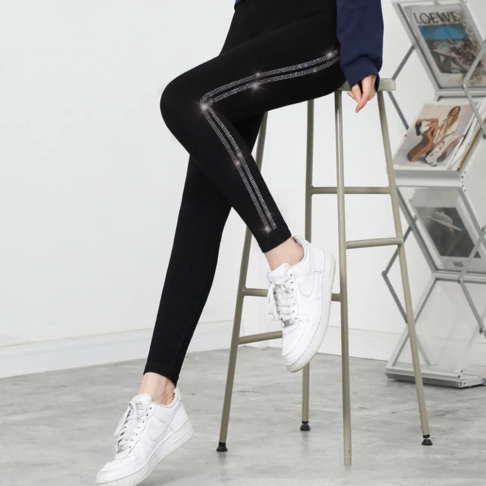 Helle Bohrer-Glitzer-Leggings, hohe Taille, Haremshose, Diamanten, Glitzerhose, superelastisch, verdickt, Freizeit, Glitzerhose, Sommer