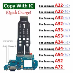 New USB Charging Port Dock Charger Connector Main Board Flex Cable For Samsung A22 A32 A52 A72 A33 A53 A24 A34 A54 4G 5G