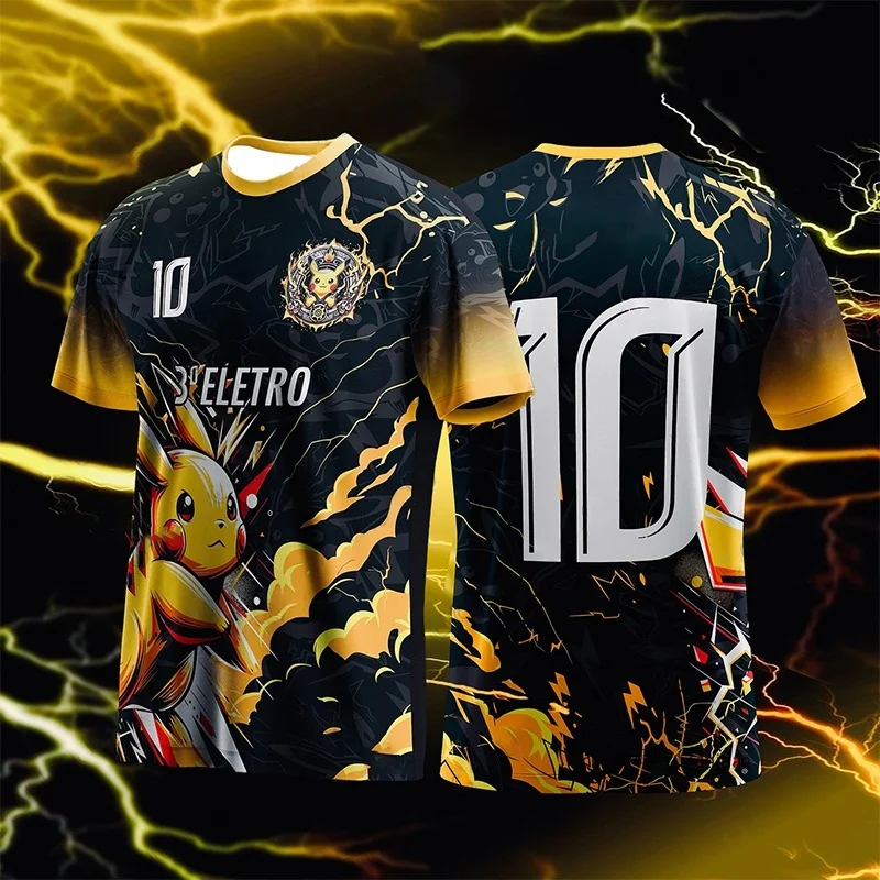 Sommer 2026 Pokemon Pikachu "Nr. 2026" 10 Electric Team" Soccer Co-Themed 3D-gedrucktes, atmungsaktives, schnell trocknendes T-Shirt für Erwachsene und Eltern