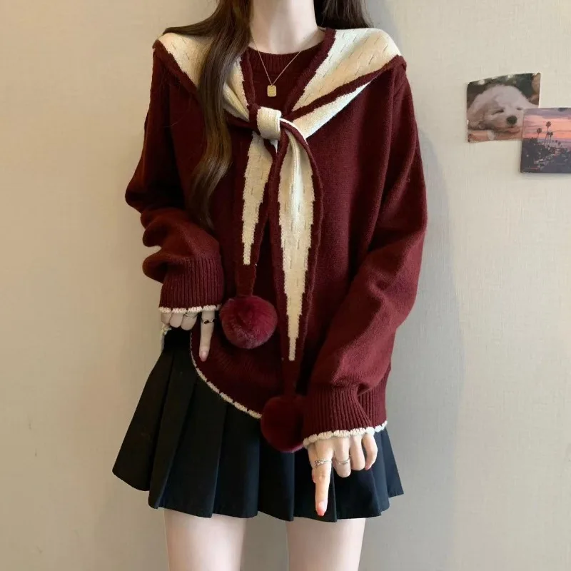 

Shawl Ladies Pullovers Light Offers Attractive Casual Wear To Work Warm Japanese Style Basic Fake Two Piece Women's Knit Sweater