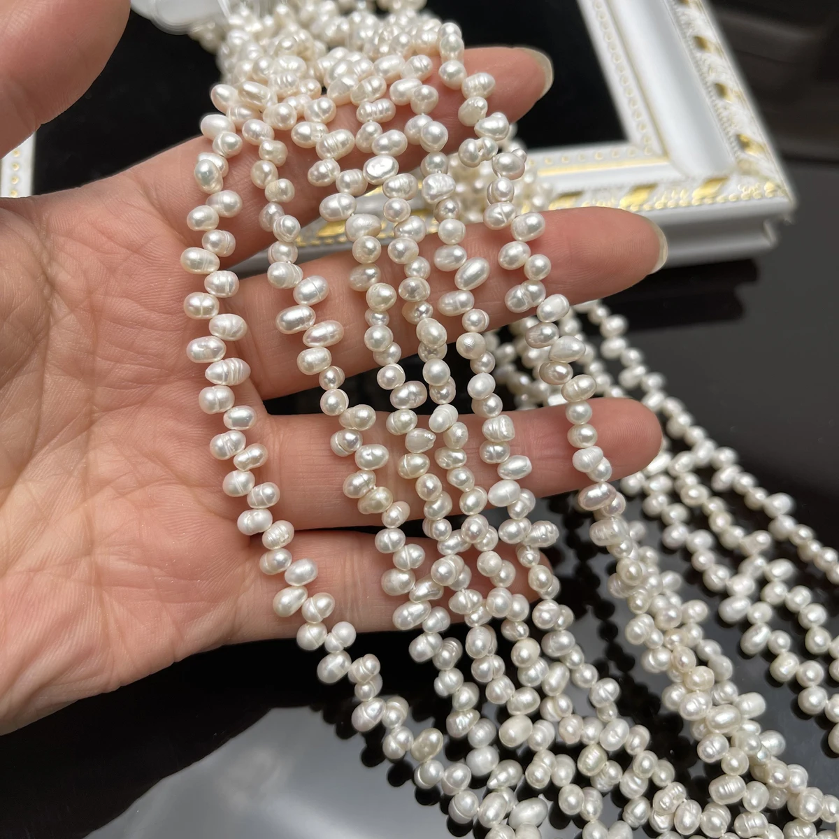 

4-5mm Natural Freshwater Pearl White Angled-hole Bead for Jewelry Make DIY Necklace Earring Bracelet Accessory Women Wholesale