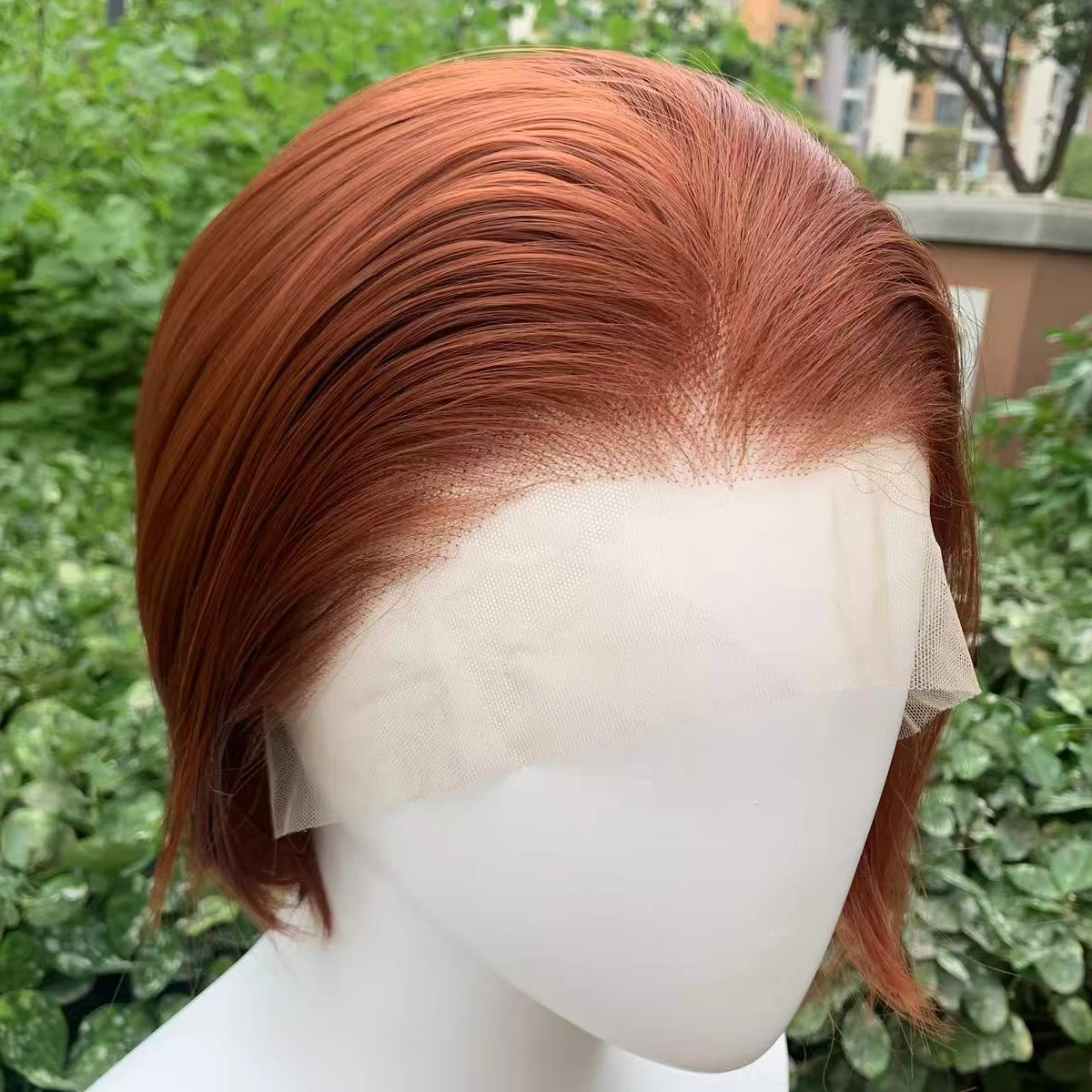 Ginger Color Short Bob Wigs Glueless Lace Front Wigs with Natural Hairline Natural Straight 8inch Synthetic Lace Wig Cosplay Wig