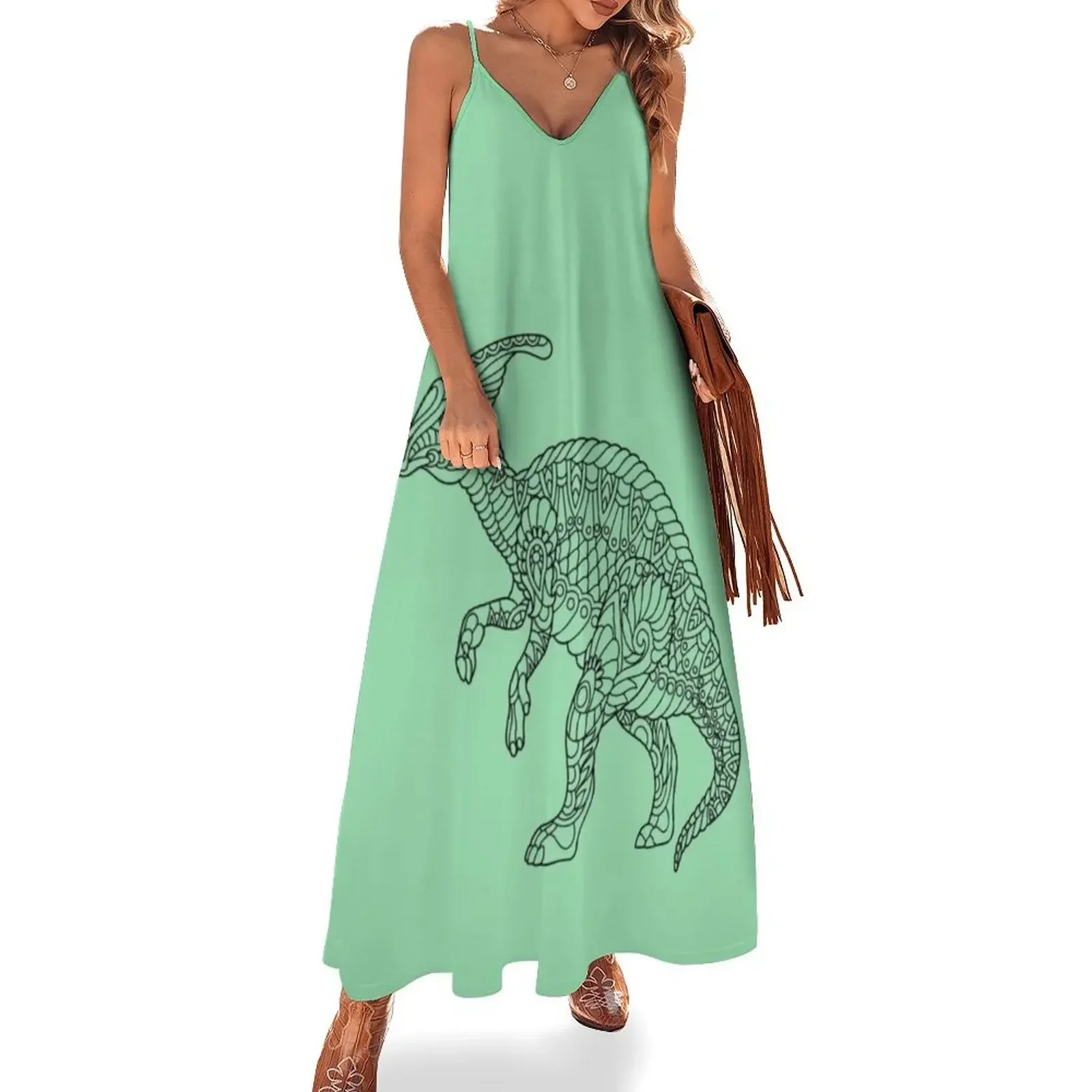 Hadrosaur Dinosaur Relaxing Design Sleeveless Dress Woman clothes women party dresses Dress