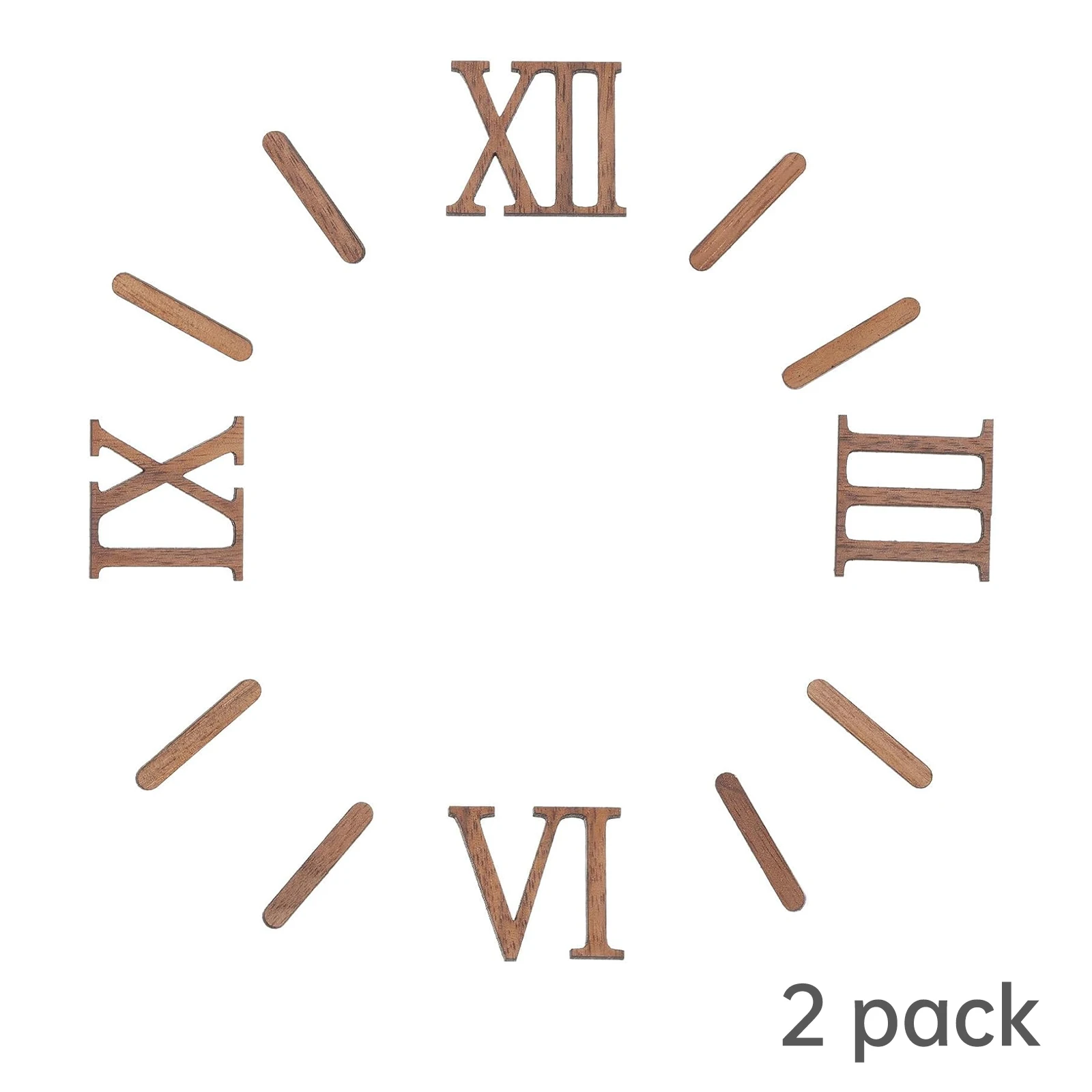 

2 Set Wooden DIY Digital Wall Clock Roman Numerals Set Kit for Home Art Decor Black Quartz Clock Number Replacement Repair Parts