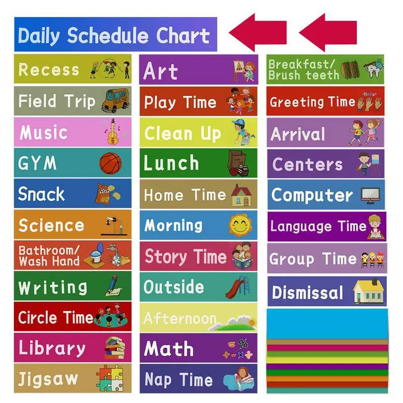 Kids Daily Schedule Pocket Chart Daily Calendar & Visual Schedule For Kids & Toddlers Education Scheduling Chart For School