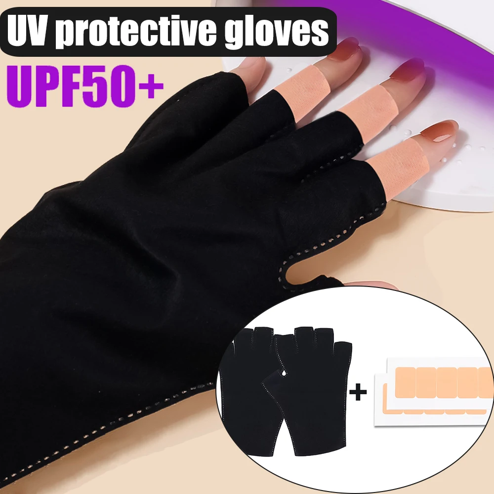 Disposable Black Nail Art UV Protection Gloves Nail Art Gel LED Lamp Nail Dryer Anti Radiation Protective Gloves Manicure Tools