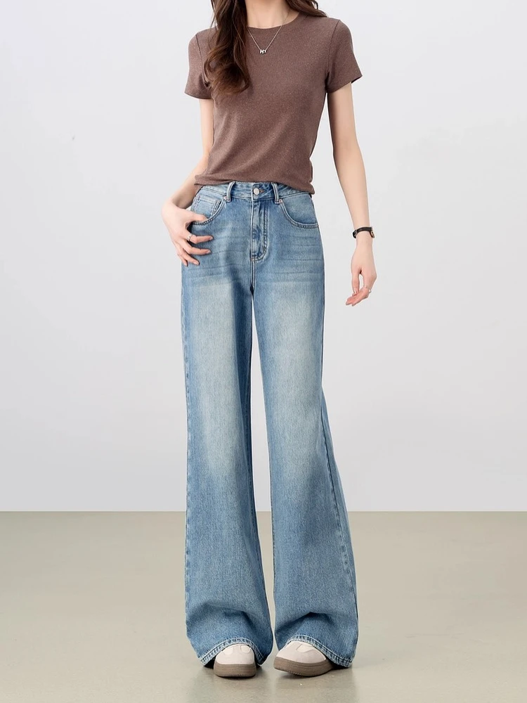 SENTUBILA Vintage Bootcut Denim Jeans Women's Full Length Trousers 2025 Autumn Cotton Denim Long Pants Ladies Clothes W51N58072