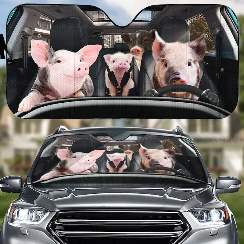 

Pig Family Car Sunshade, Farm Car Sun Shade, Pig Car Decoration, Pig Lovers, Car Sun Protector, Pig Car Windshield LNG292111A21