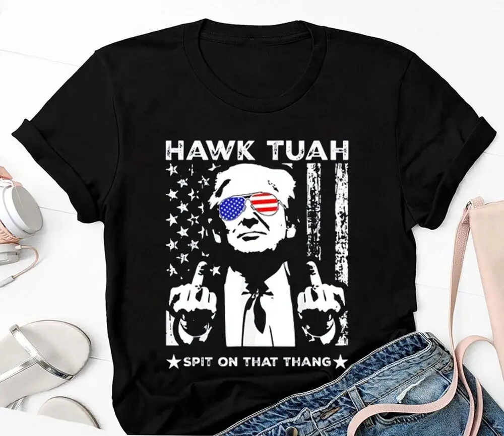 

Hawk Tuah 24 Spit on That Thang 2024 Shirt, Trump 2024 Shirt, Funny Viral Shirt