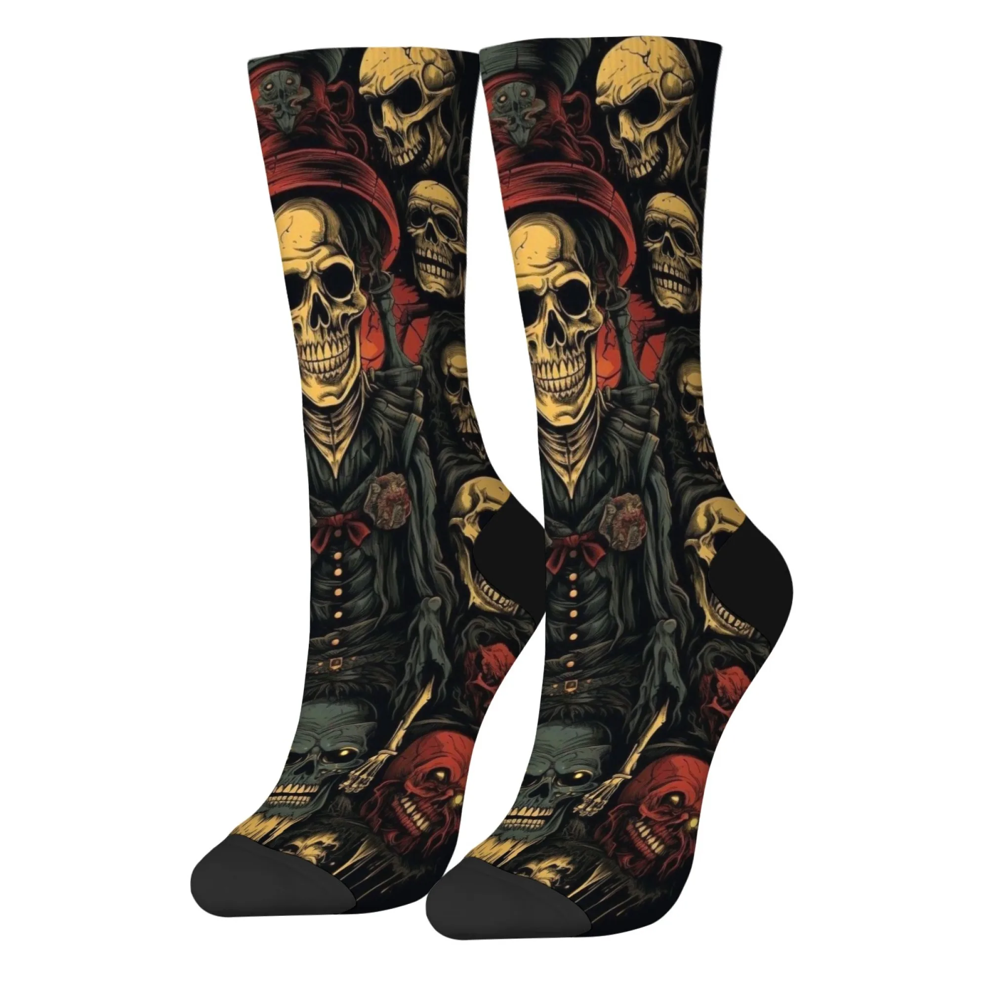 Dark Mask Skull พิมพ์ Gothic Crazy Party ถุงเท้าของขวัญ Casual แฟชั่นความแปลกใหม่สนุก Harajuku ลูกเรือถุงเท้าขี่จักรยานถุงเท้าบาสเกตบอล