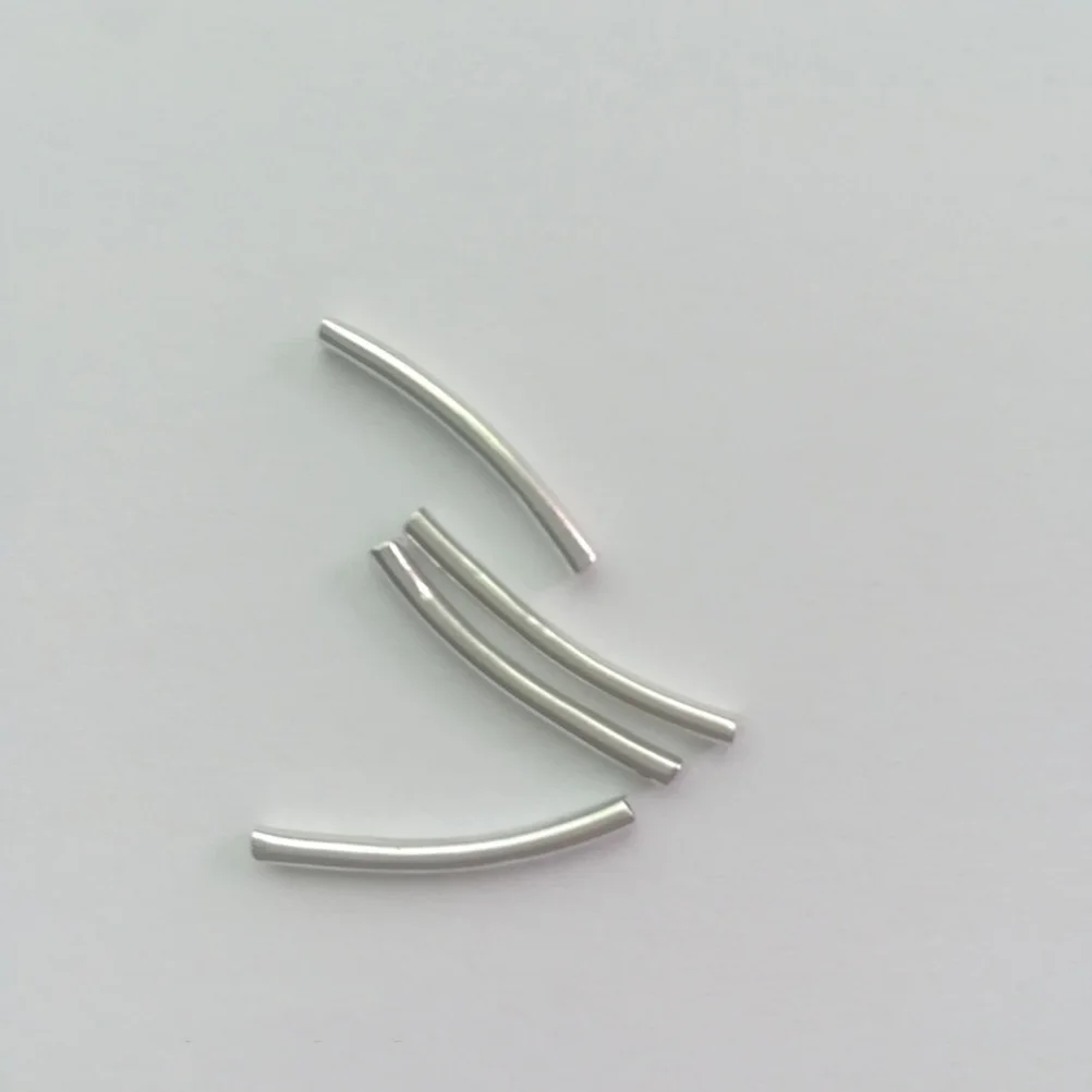 

50 Pcs Copper Tube Accessories 3mm Wide 30mm Long Silver Plated Beads Jewelry Making Loose Metal Spacer Curve Tube Beads