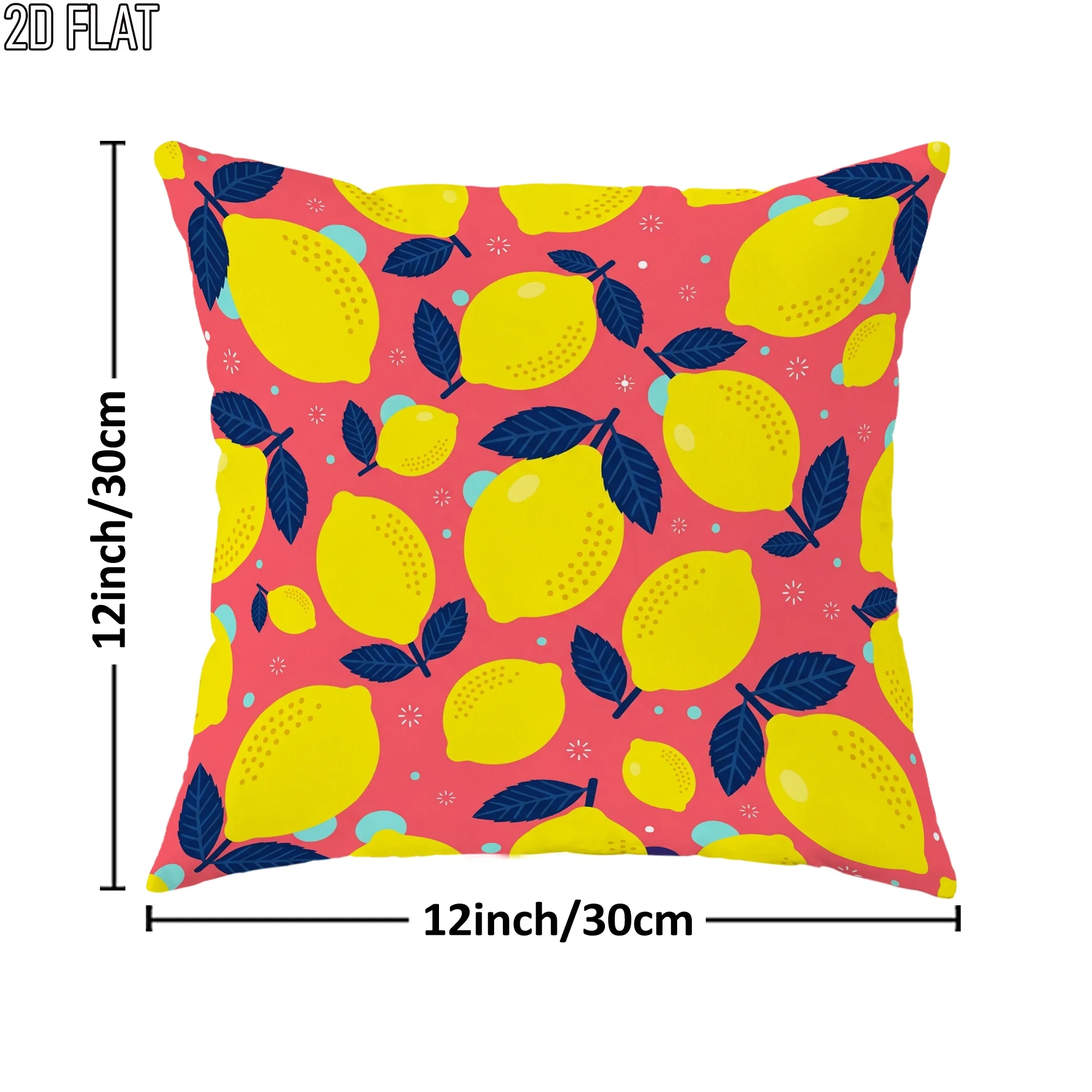 1pc 2D Flat Pillow Not Included Lemon Fruit Pattern Summer Kitchen Cushion Cover Short Plush Bright Dining Decor Gift Case