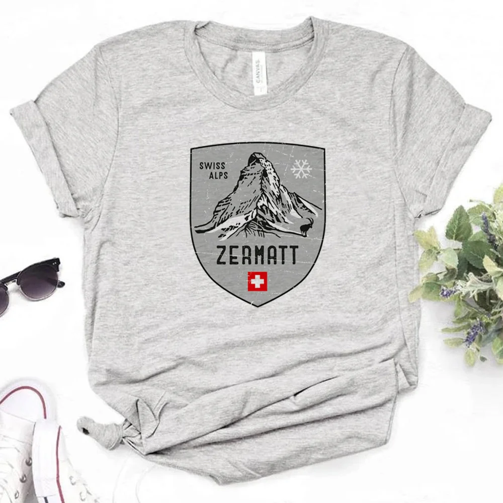 Switzerland t-shirts women comic designer graphic t shirt female Japanese manga clothes