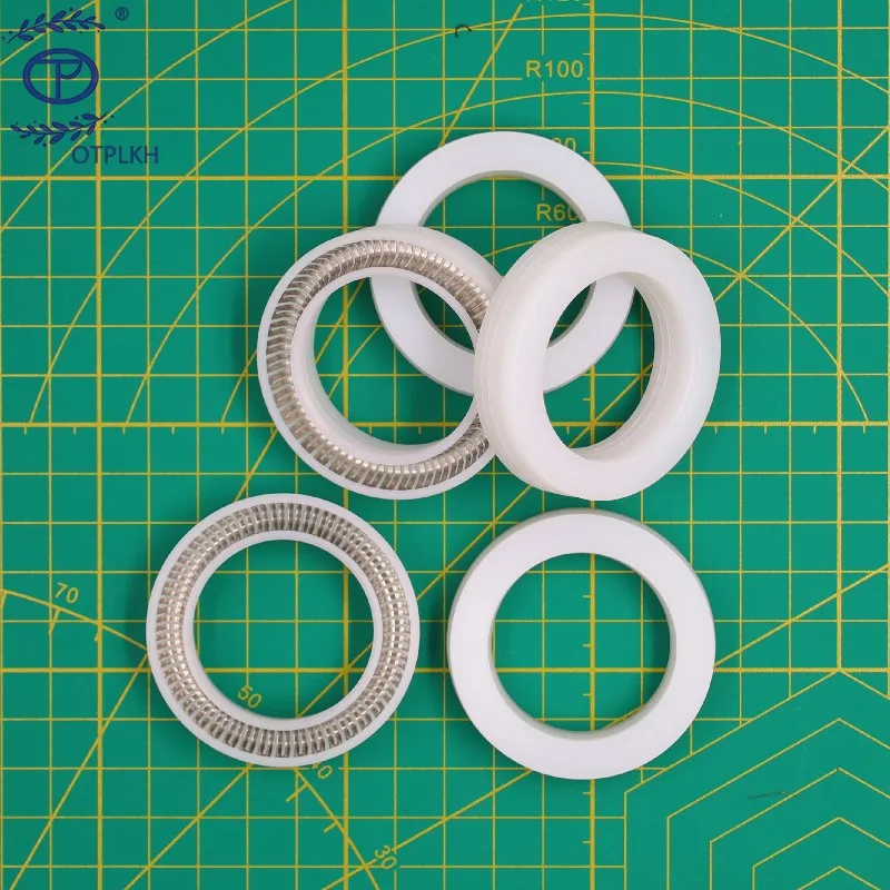 Spring seal ring for shaft Three-lip white ultra-high molecular weight polyethylene with V spring UPE seal OTPLKH customized