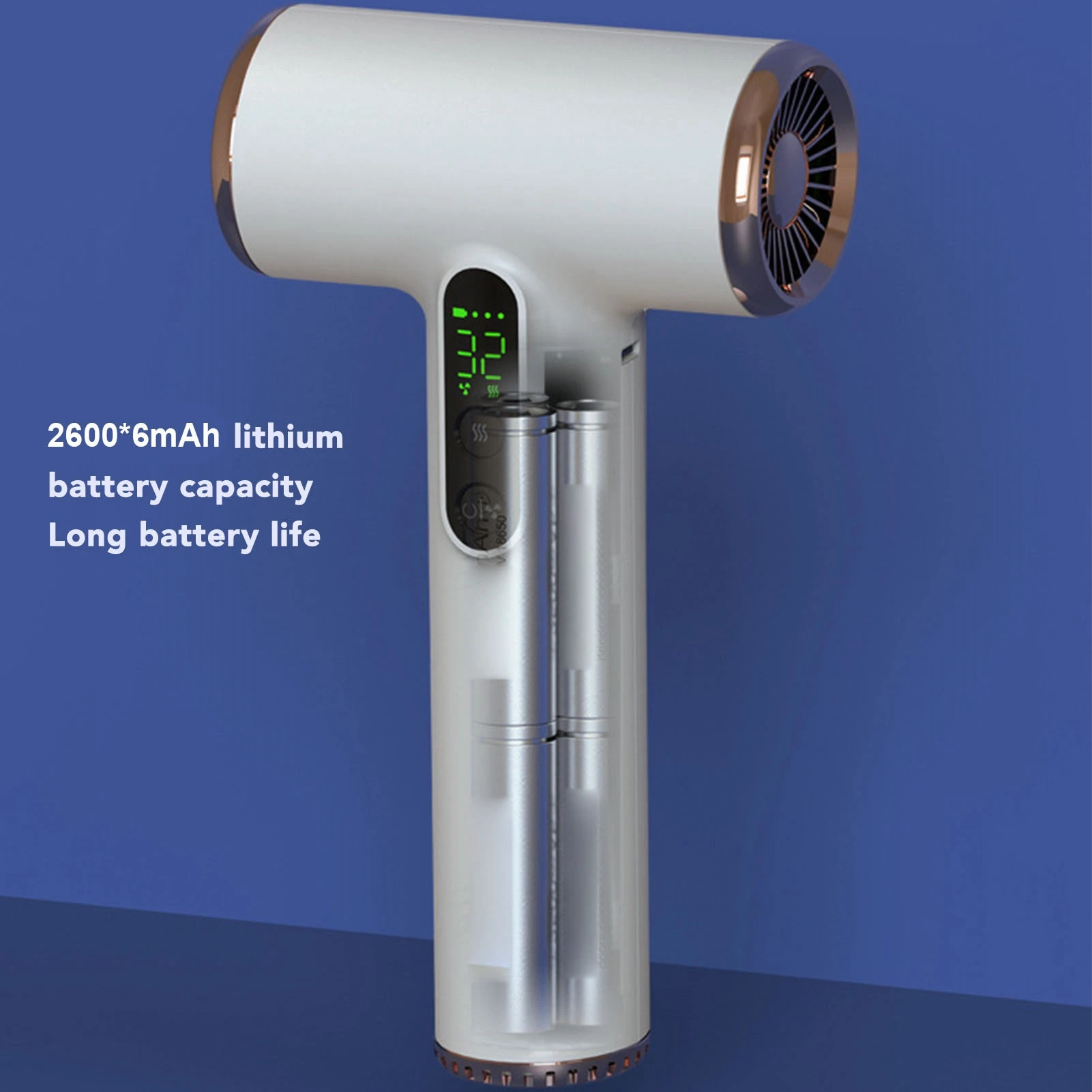 컴팩트 헤어 드라이어 USB 충전식 무선 헤어 드라이어 안전 15000mAh 3단 속도 디지털 화면 포함 어린이용 야외용