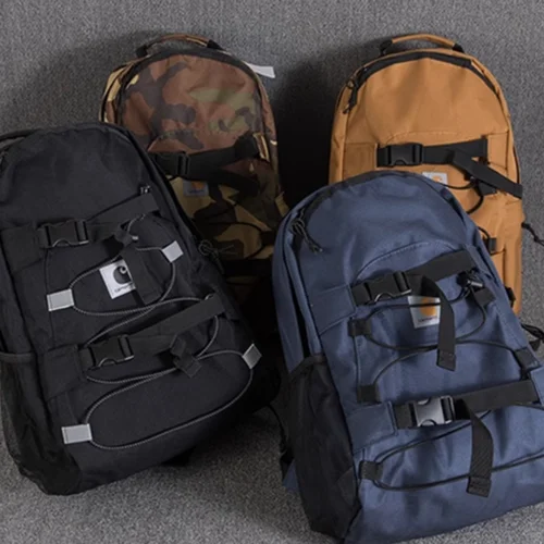 캐주얼 트렌디 Carhartt 캔버스 더블 숄더 백 남여 스트리트 스타일 지퍼 클로저 대형 29x16x46cm 발수제 