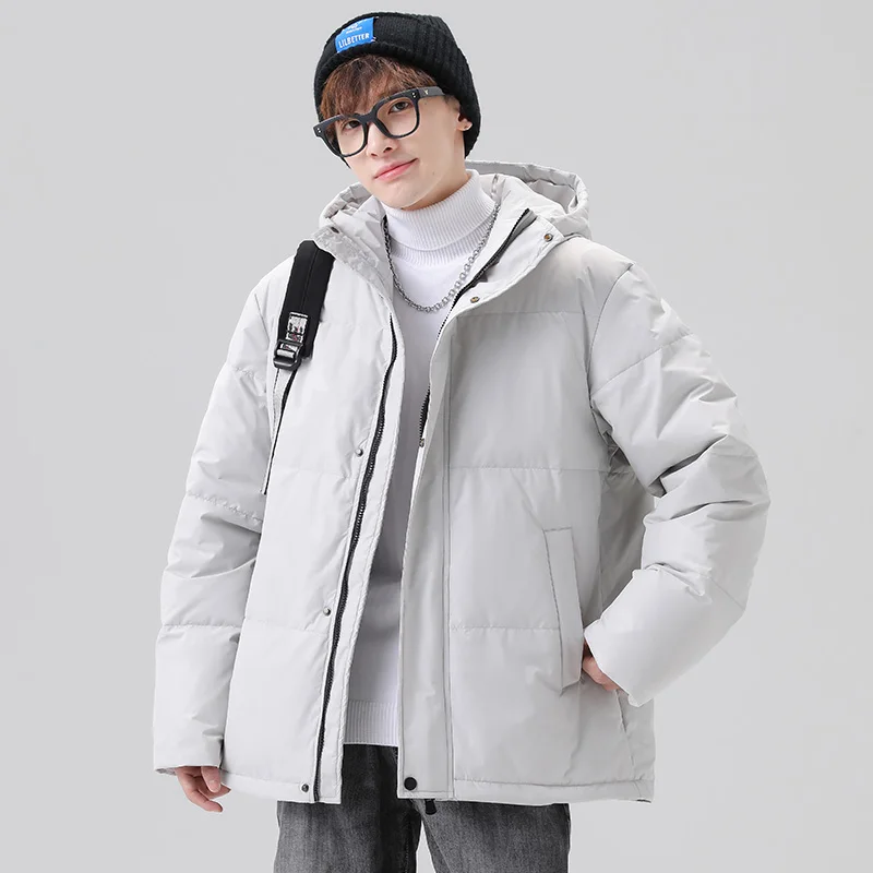 New 2024 Winter Men\'s Warm Hooded Duck Down Jackets Outdoor Windproof Loose Thicken Puffer Coats Streetwear Tops Parkas Clothing