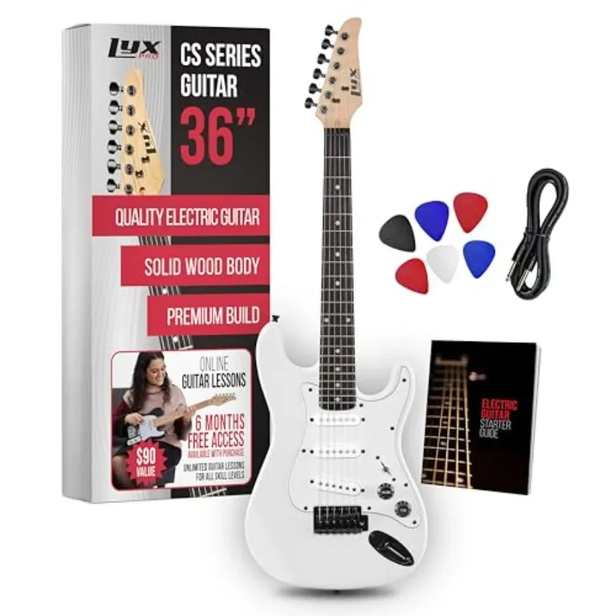 CS 30 Electric Guitar Kit for Beginner, Intermediate Pro Players: Solid Wood Body, White, Volume/Tone Controls 5-Way Pickup, In