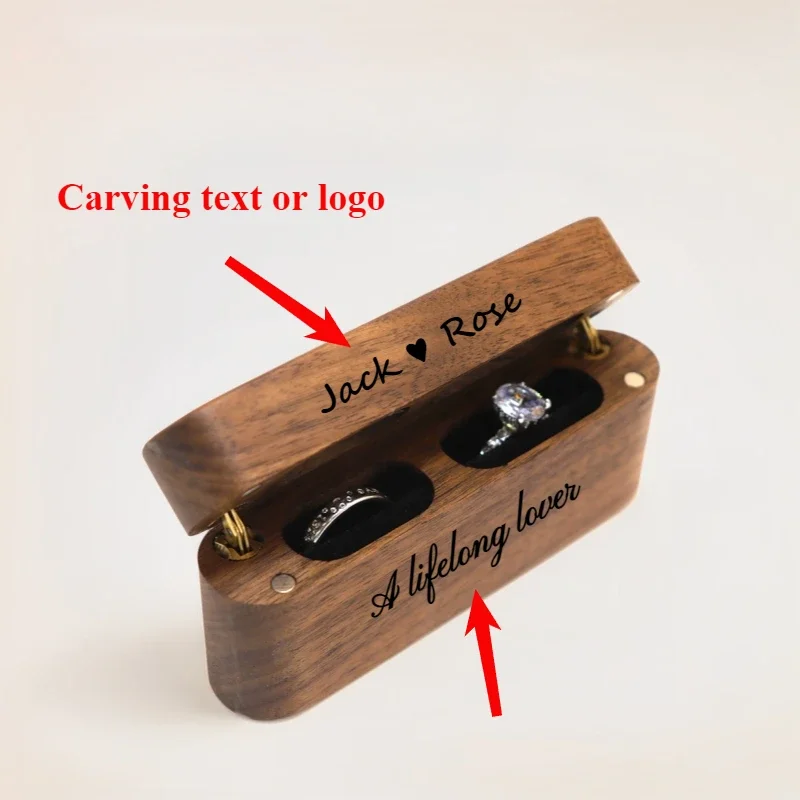 

Personalized Custom Engraved Wooden Jewelry Box with Brass Hinge for Engagement Rings and Wedding Bands, Rectangular Shape