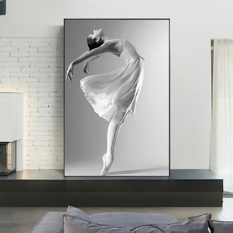 Elegante arte en lienzo de ballet en blanco y negro, carteles con retratos de chicas nórdicas, imágenes elegantes para decoración de pared del hogar, imágenes para sala de estar moderna