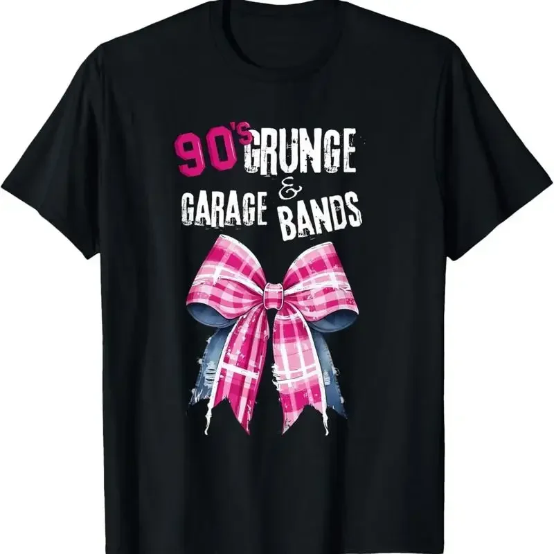 90s t s Grunge Garage Bands Pink Plaid Bow Vintage Music Shirt