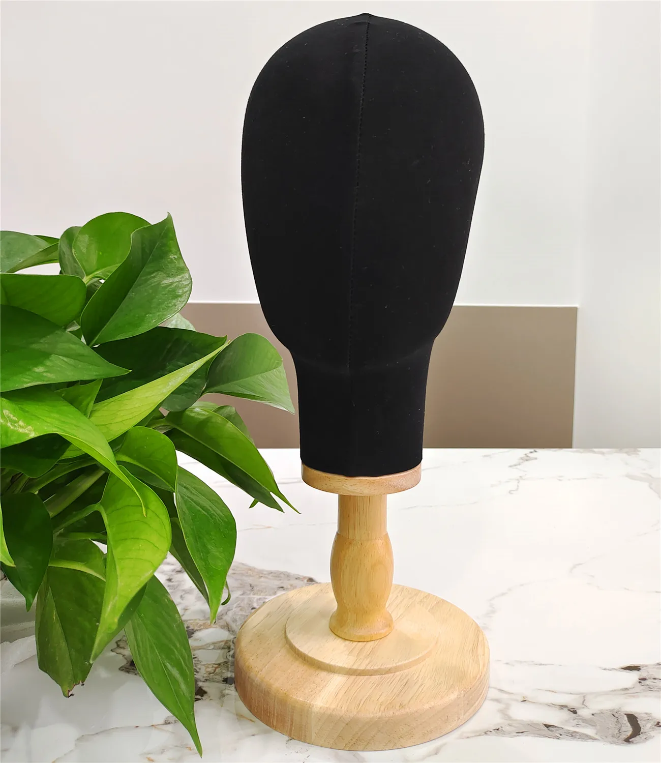 22\'\' Canvas Mannequin Wig Manikin Hats Caps Display Canvas Cork Block Mannequin Head Model + Detachable Wood Stand