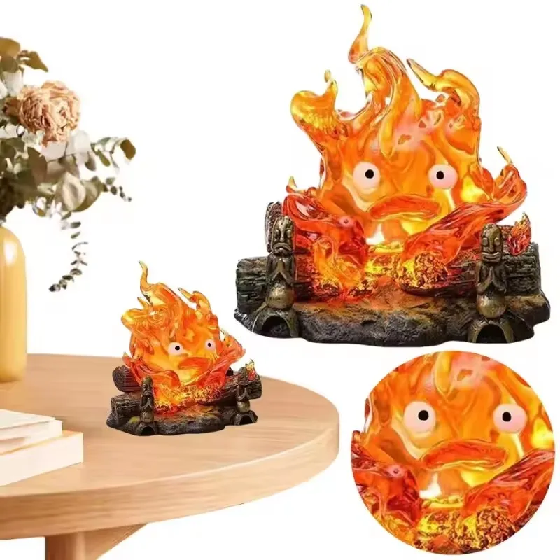 Calcifer أنيمي الشكل البلاستيكية مضيئة نموذج عمل الشكل التنفس مصباح GK نموذج اللعب جمع هدايا الديكور المنزل #5