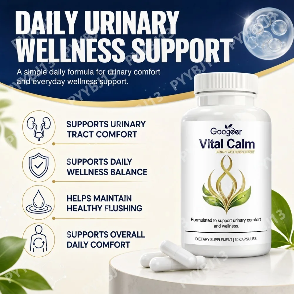 Googeer Vital Calm Urinary Wellness Capsules Daily Comfort Support Cranberry Pumpkin Seed Plant Blend Adults 60 Caps 30 Days