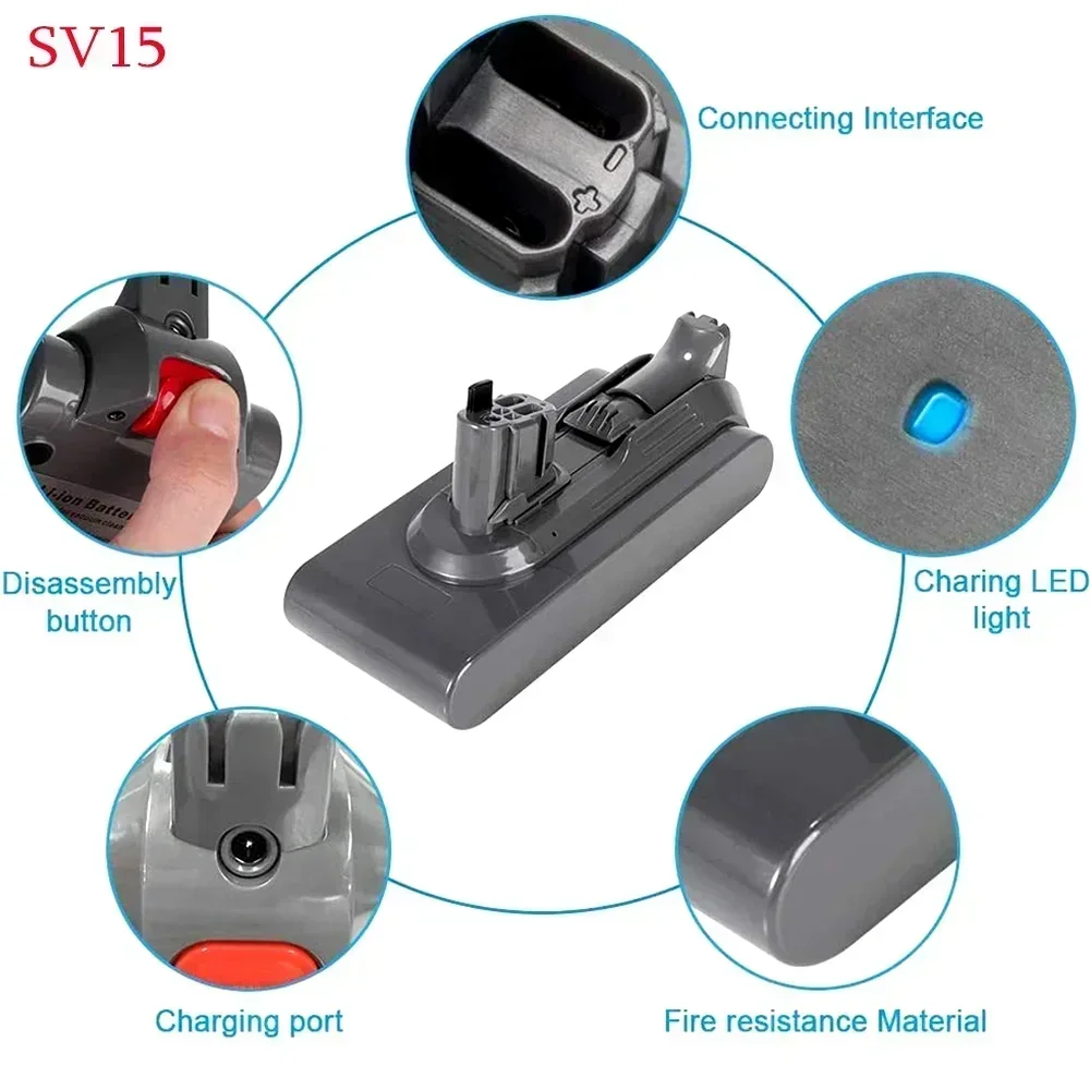 

25.2V 6.0Ah Battery for Dyson SV14 SV15 Serie Vacuum Cleaner Fluffy V11 Absolute Extra V11 Absolute V11 Animal 970145-02 Battery