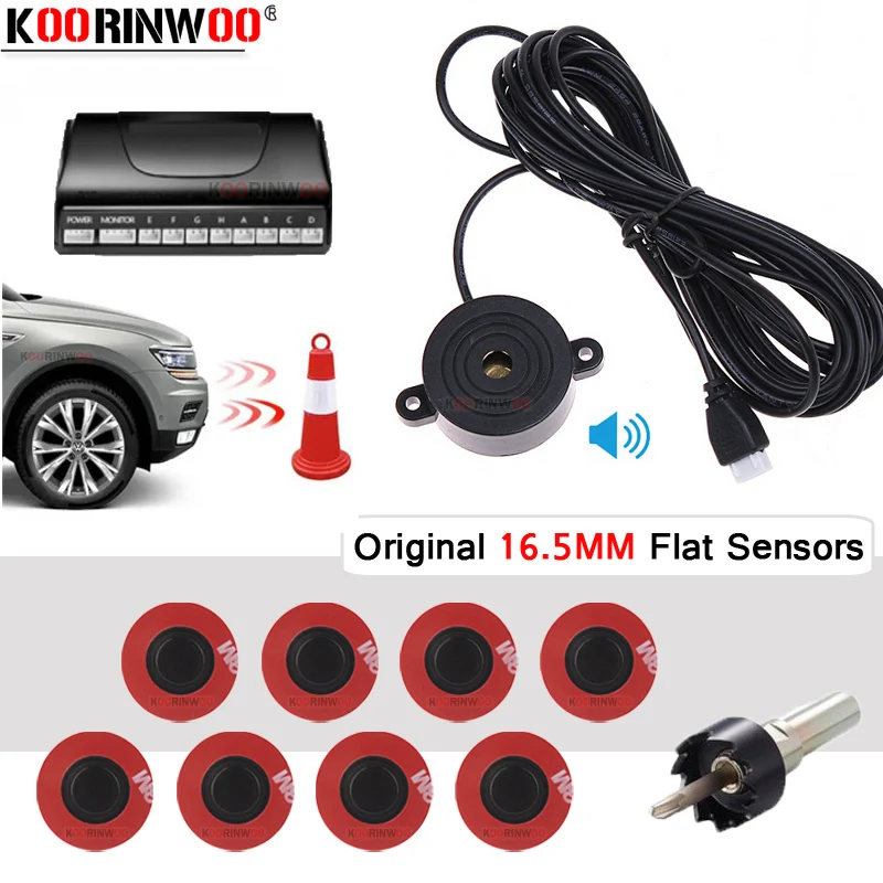 

Koorinwoo Adjustable Car Sensors Parktronic System Sounds Parking Sensor 8 Radar Alarm Alert Indicator blind Probe Car-detector