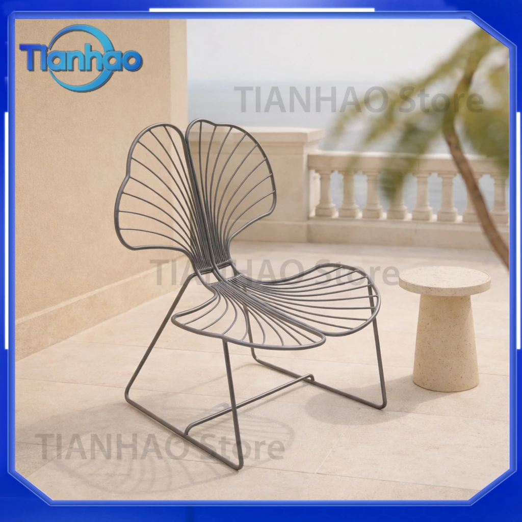 Modern Ginkgo Leaf Shaped Stainless Steel Outdoor Lounge Chair for Hotels Villas Gardens and Resorts