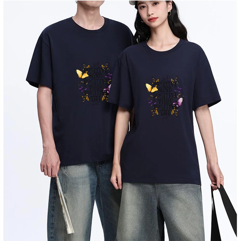 Butterfly Flower Positive Quote Printed T Shirt Breathable Fabric S-XXL Personalized Custom Aesthetic Graphic Top Unisex Fit Cas