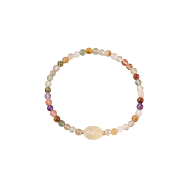 أساور كريستال Ins نقية وأنيقة بألوان قوس قزح، دائرة واحدة مزدوجة، سلسلة يد رائعة على شكل دائرة دقيقة للفتيات