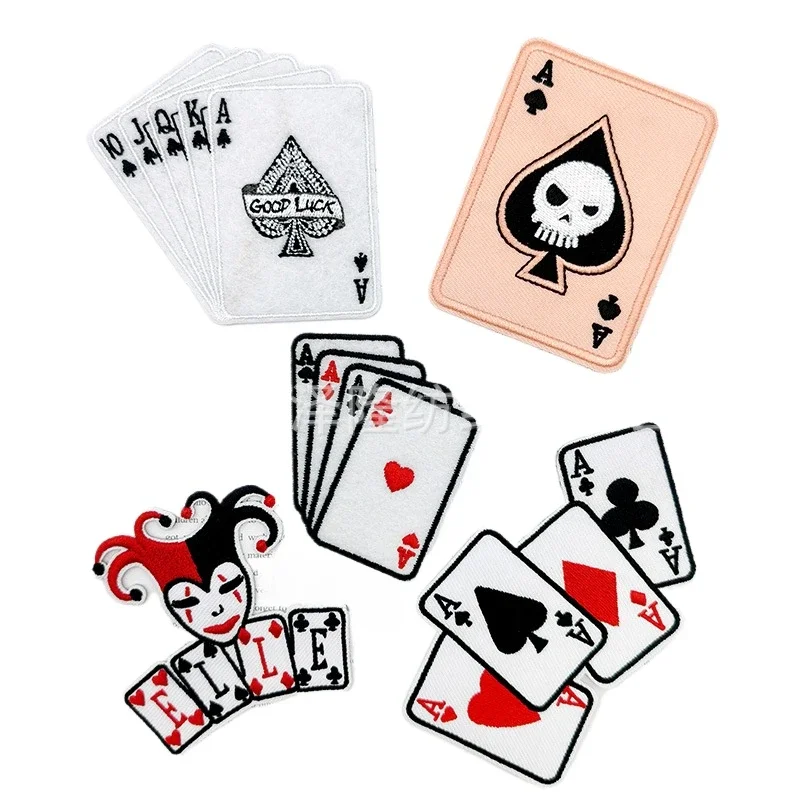 30pcs/Lot Game Clown Poker Playing Card Embroidery Patch Letter Hat Shirt Bag Clothing Decoration Accessory Craft Diy Applique