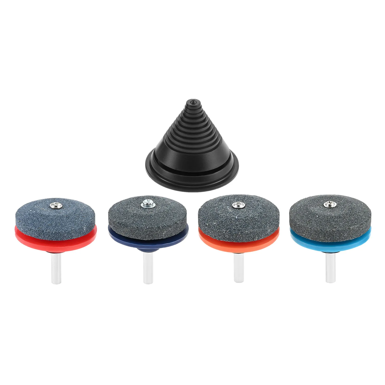 4Pcs Colored Lawn Mower Blade Sharpeners for Immaculate Tool Sharpener Drill Attachment for Garden Hoes Spades Lawn-Edgers