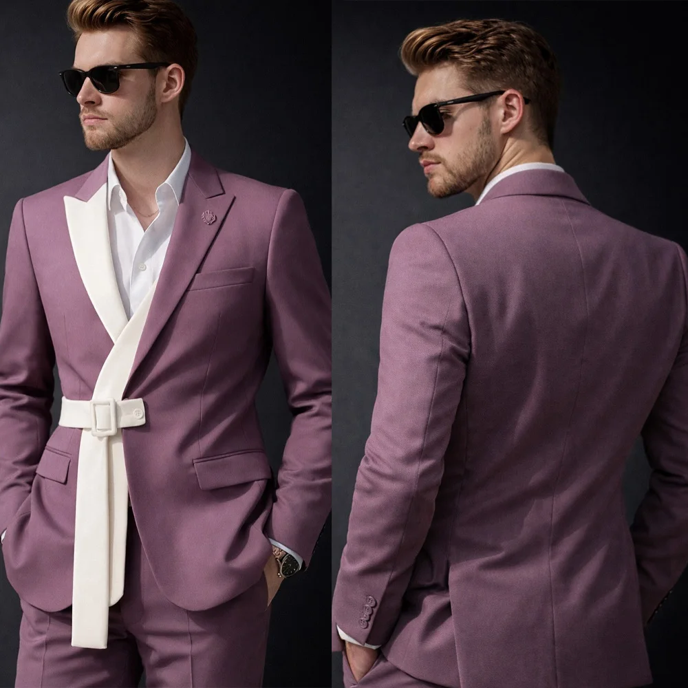 

Fashion Men's Suits 2 Pieces Peak Lapel Wedding Groom Tuxedo Male Clothing Men's Suits Blazer Custom Made Costume Homme