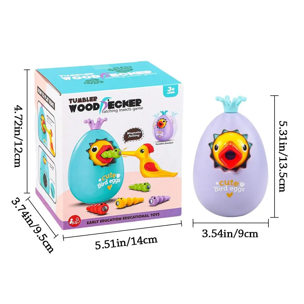 Tirelire roly-poly 3 en 1, Coordination œil-main colorée, jeu d'alimentation pour oiseaux, jouet éducatif interactif Montessori
