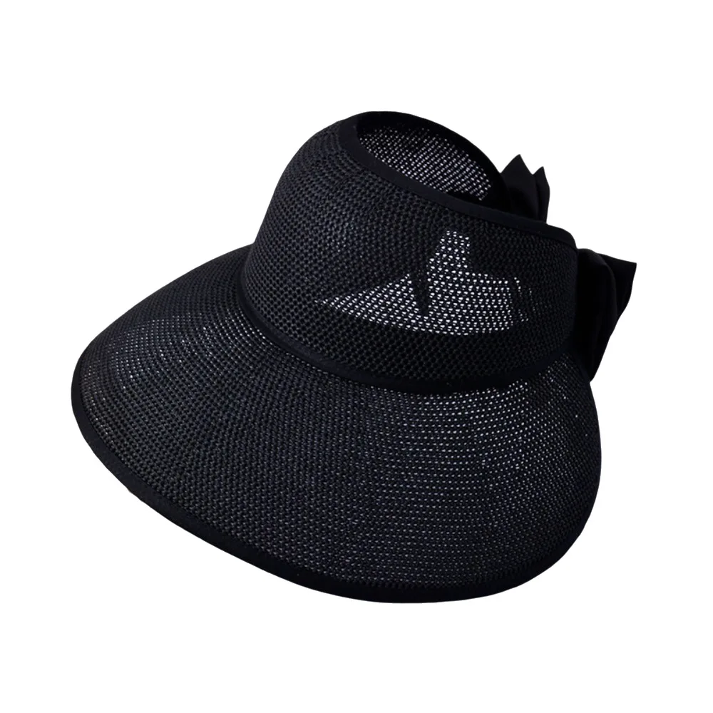 

Trendy Bow Woven Empty Top Cap UV Protection Wide Brim Wide Brim Bucket Hat Sunscreen Sunshade Hollow Straw Hat Travel