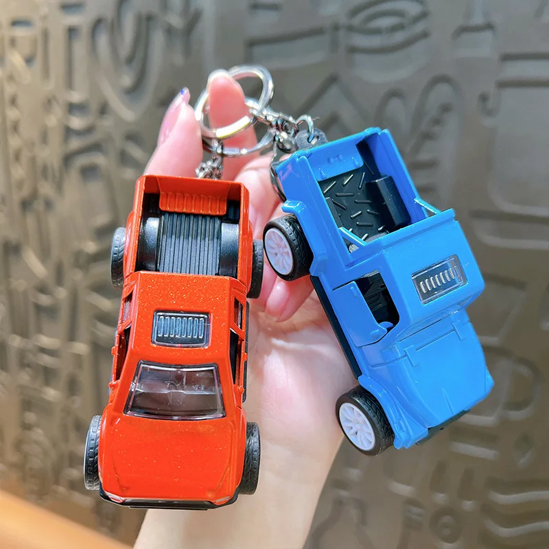 Creative Alloy Toy Car Keychain Pendant Classic Pickup Car Pull Back Car Toy Double Opening Door Pulling Truck Inertia Car Toy