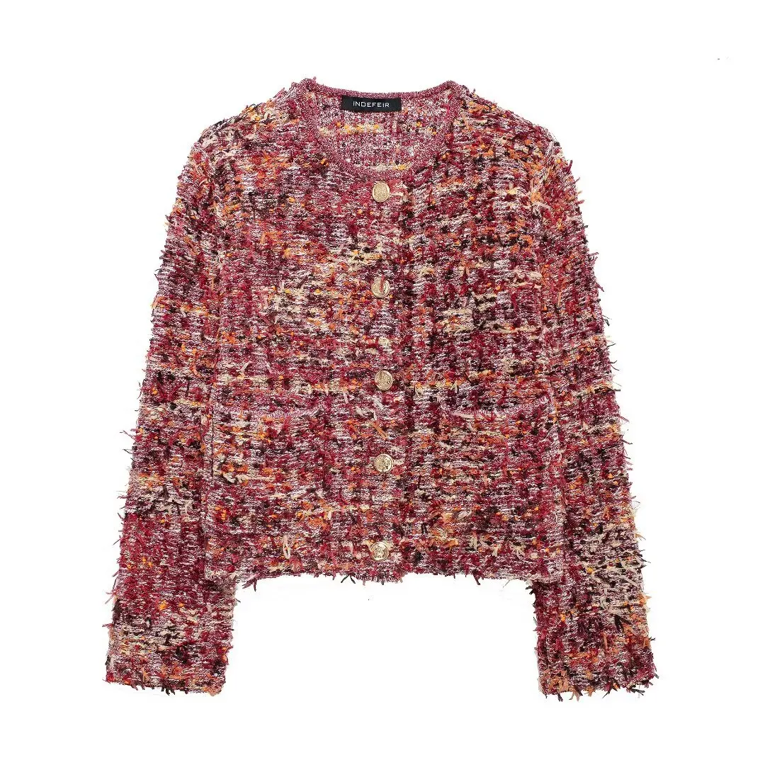 Autumn And Winter New Small Fragrant Style Sweet Loose Texture Single breasted Multi color Knitted Cardigan Women's Coat