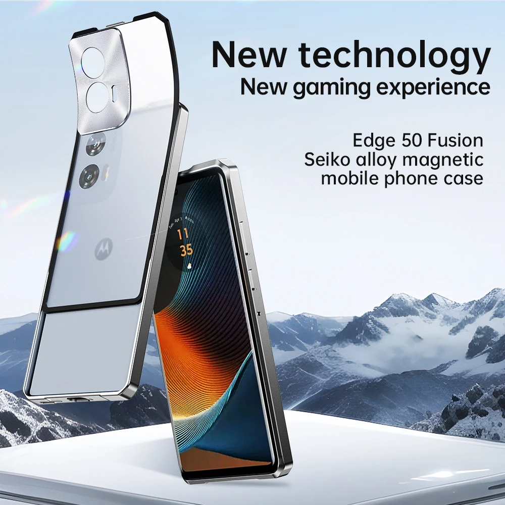 

Push Up Detachable Case For Moto Edge 50 Fusion Ultra Pro Translucent Frosted Removable Backboard Metal Frame Bumper Grip Cover