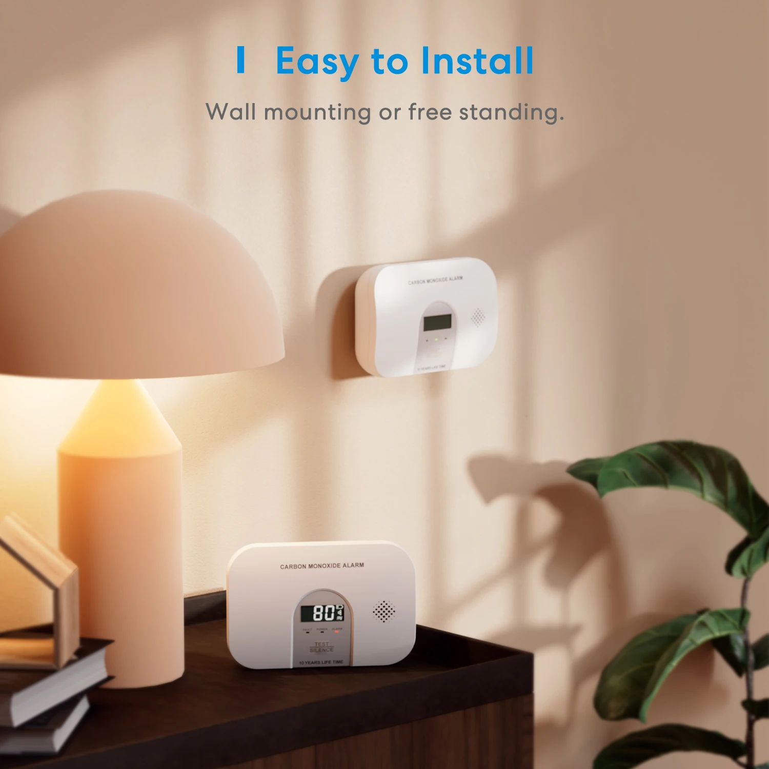 Meross CO Detector 85dB Siren Sound Sensor Carbon Monoxide Alarm Poisoning Gas Sensor Warning LCD Indicator