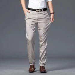 Elegant Men's Pants Straight Business Trouser Male Elastic Stretch Summer Cool Formal Dress Casual Work Office Fashion Golf Wear