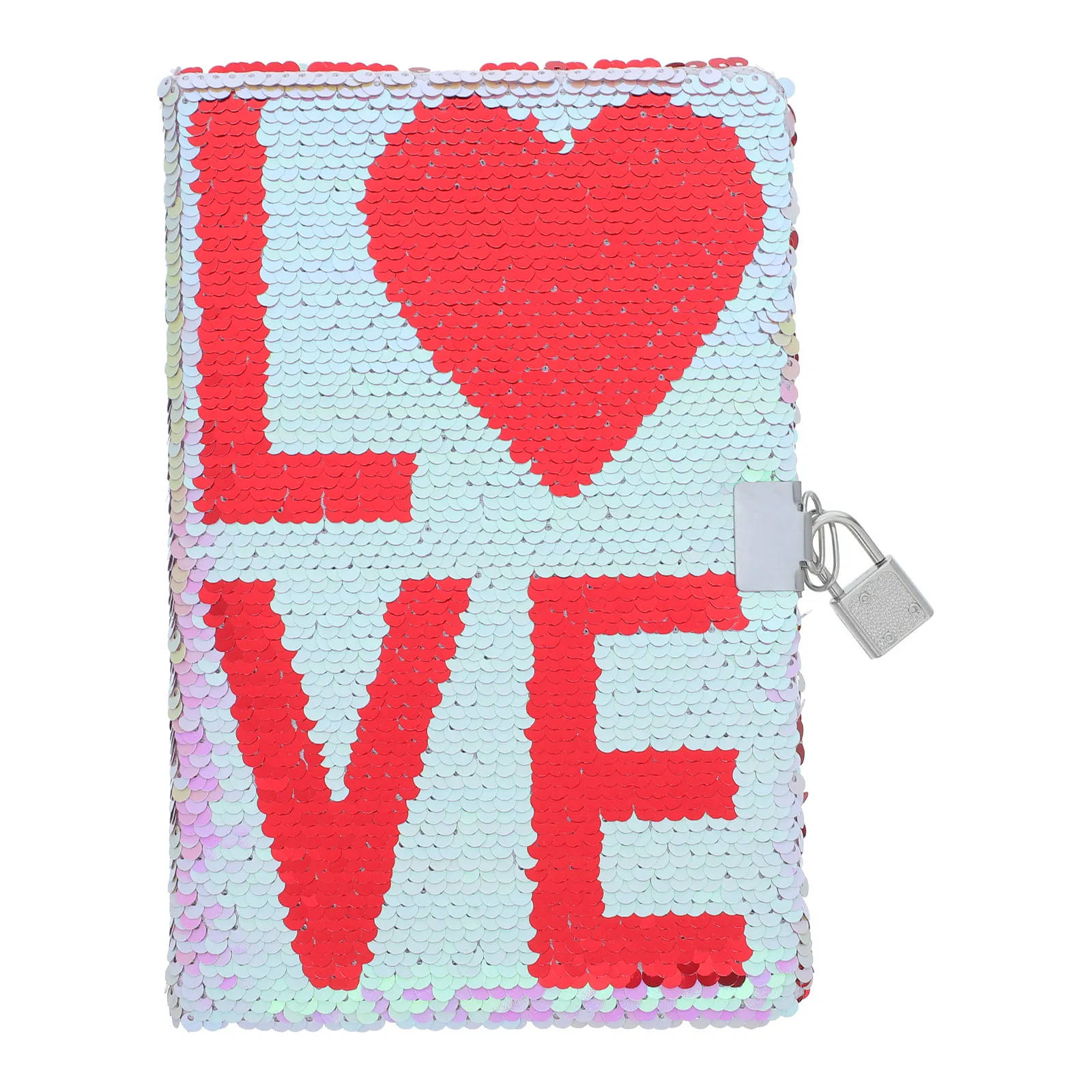 Glitter Pattern Reversible Sequin Diary A5 Lock Lockable Journal for Women School Writing Notes