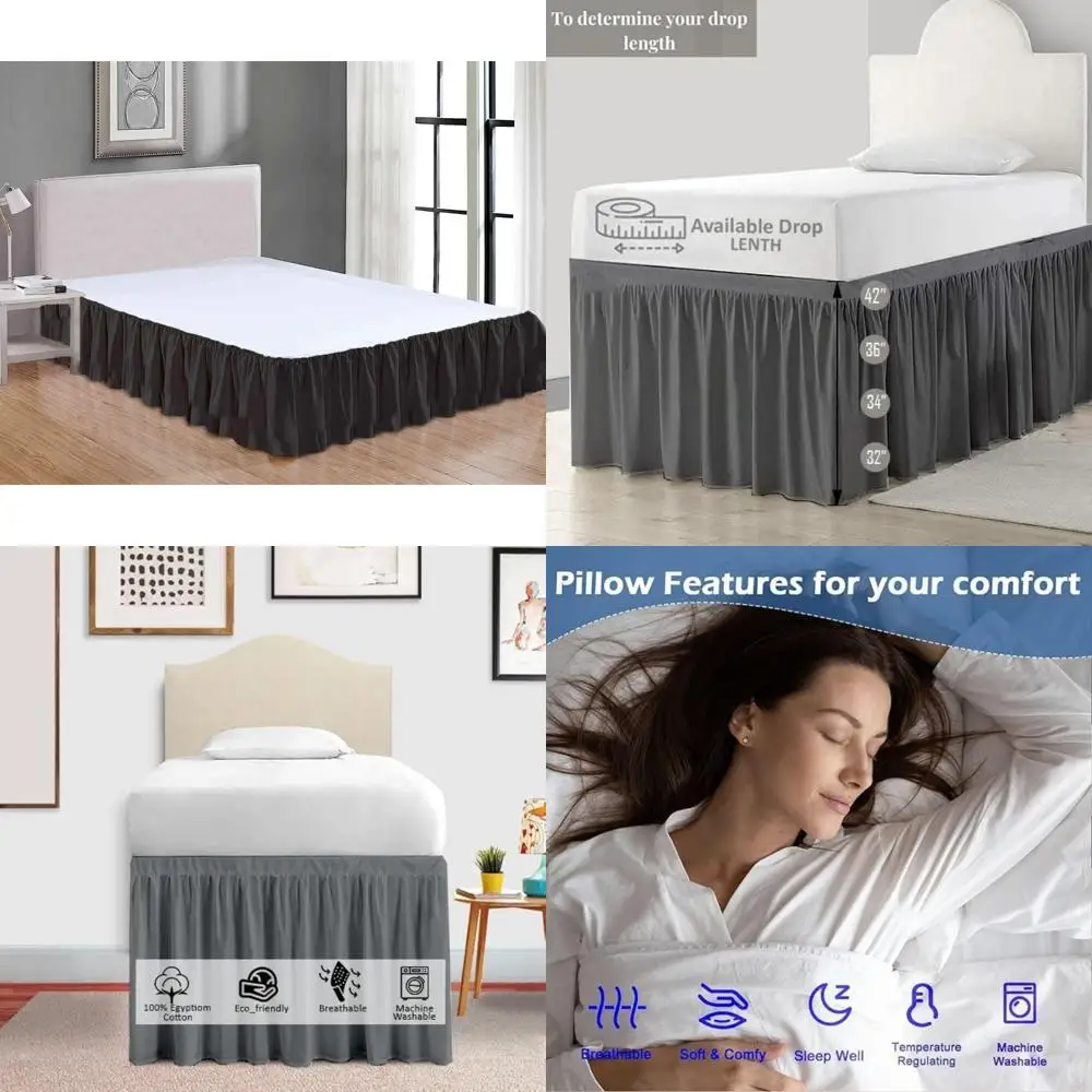 

Extra Long Cotton Bed Skirt for Dorms - 32 Drop, Twin XL, Split Corner, 100% Cotton, College Dorm Bedding