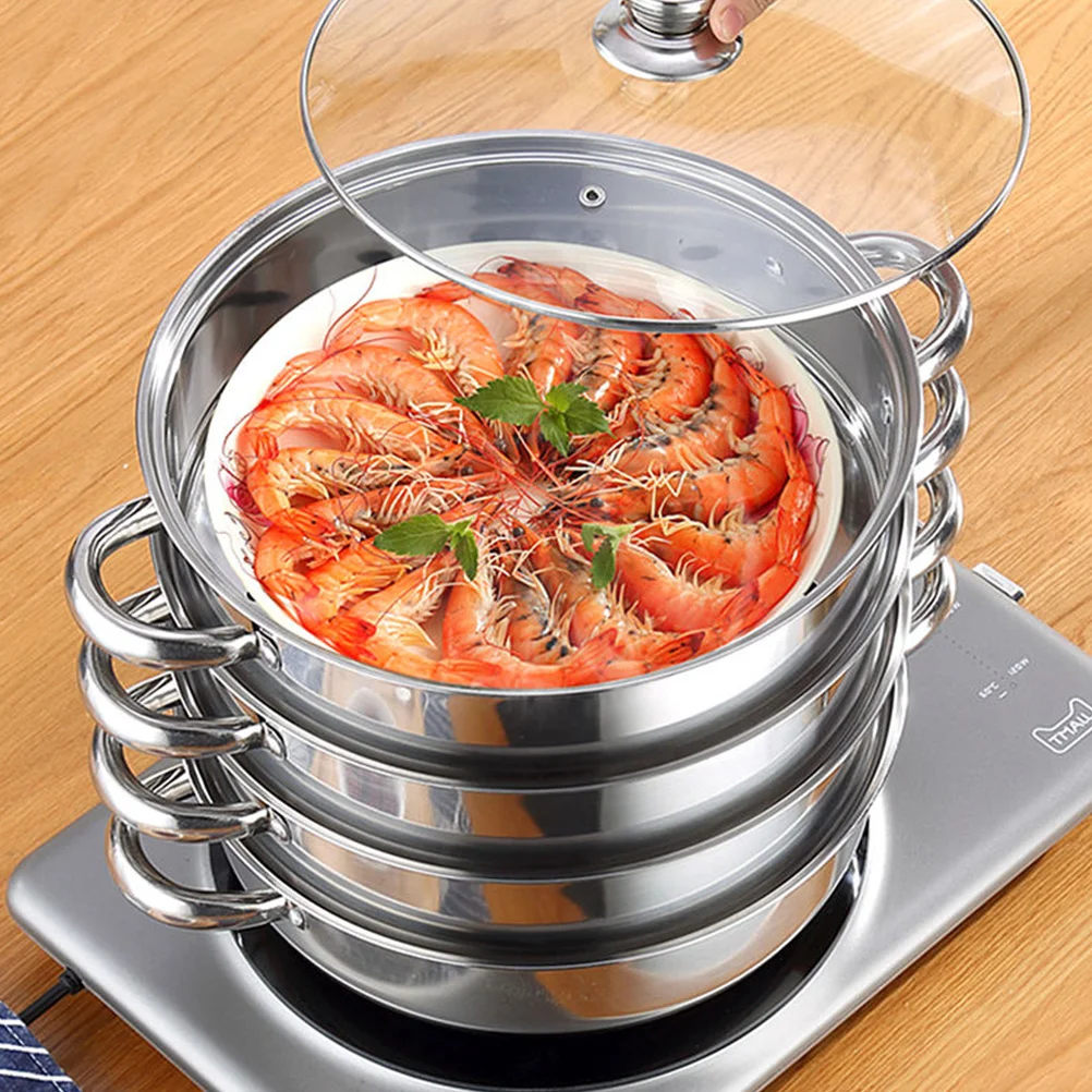 Imagem -03 - Pot Steamer Steam Cooking Conjunto Vapor Sopa Stockpot Camada Vegetal Steamers Pan Cooker Potes Aço Inoxidável