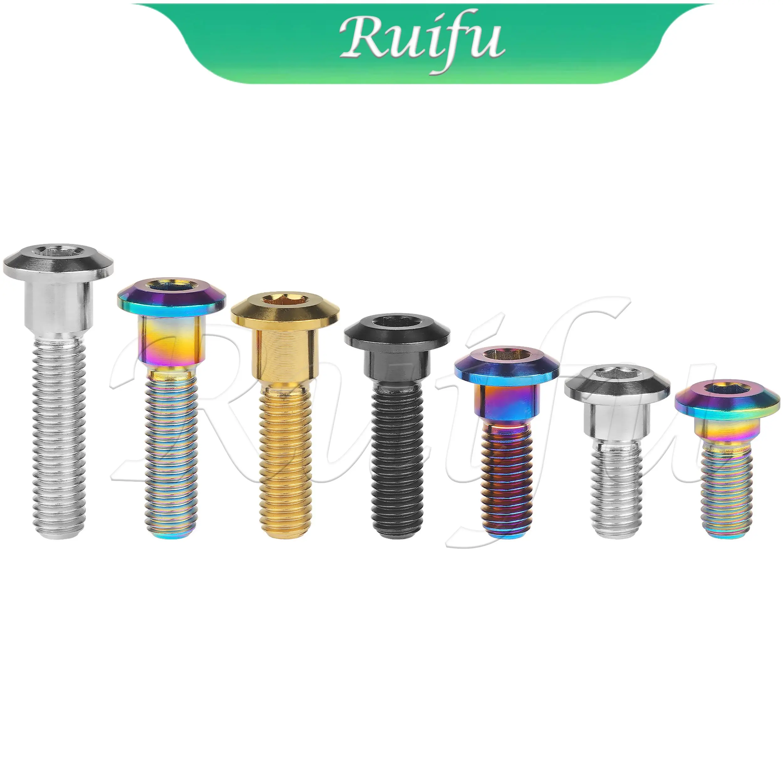 Ruifu Titanium Bolt  6PCS M8x20 22 25 30 33 35 40mm Bolt Screws Hex Socket Head for Suzuki Yamaha Disc Brake Rotor Bolts