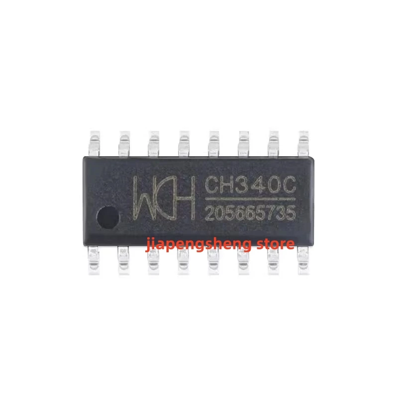 CH340C Original Chip, SOP-16, USB to Serial IC Chip, Built-in Crystal Transceiver, New, 10Pcs