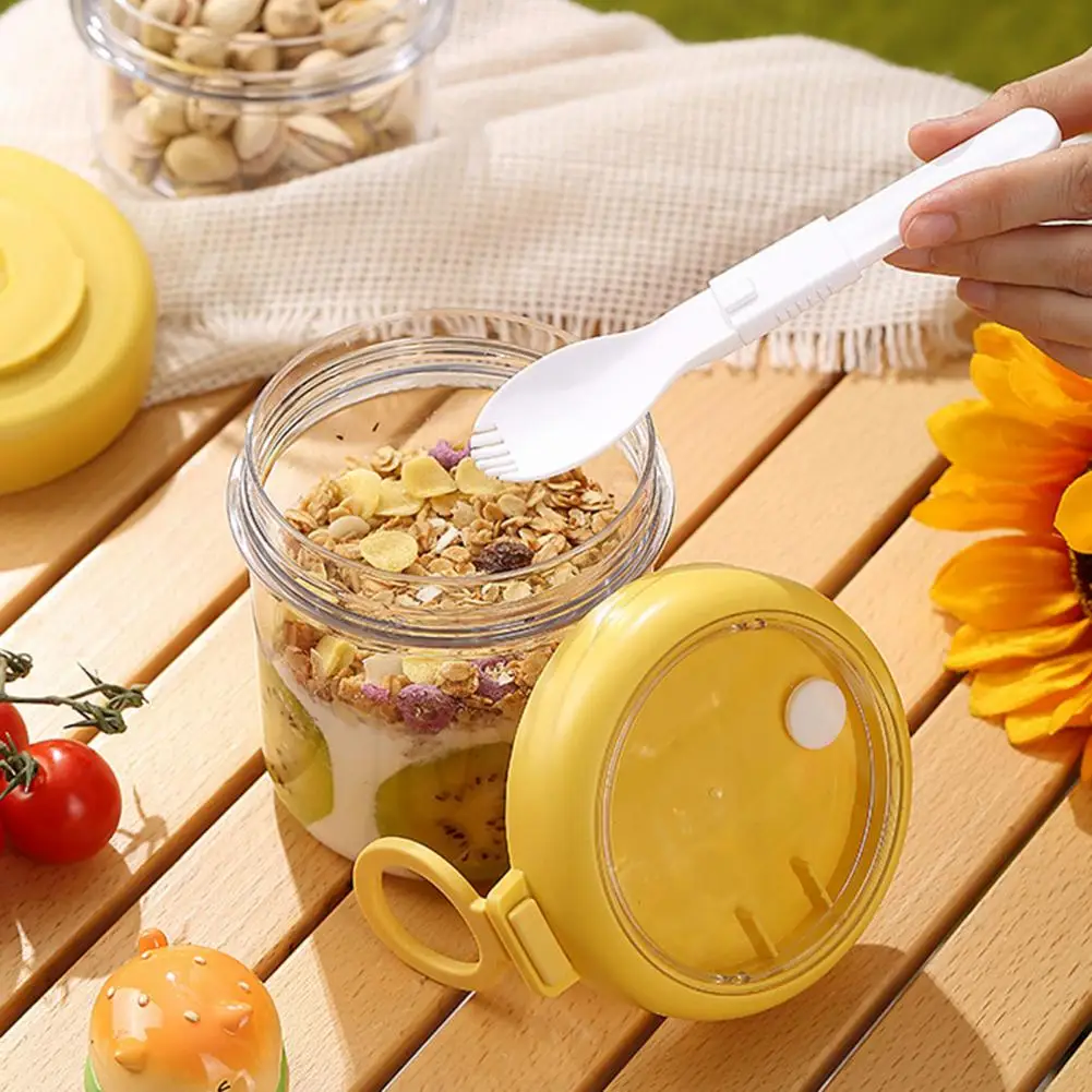 Meal Replacement Container Overnight Oats Glass Jar with Leakproof Lid Portable Hanging Loop Reusable Food Storage for Yogurt
