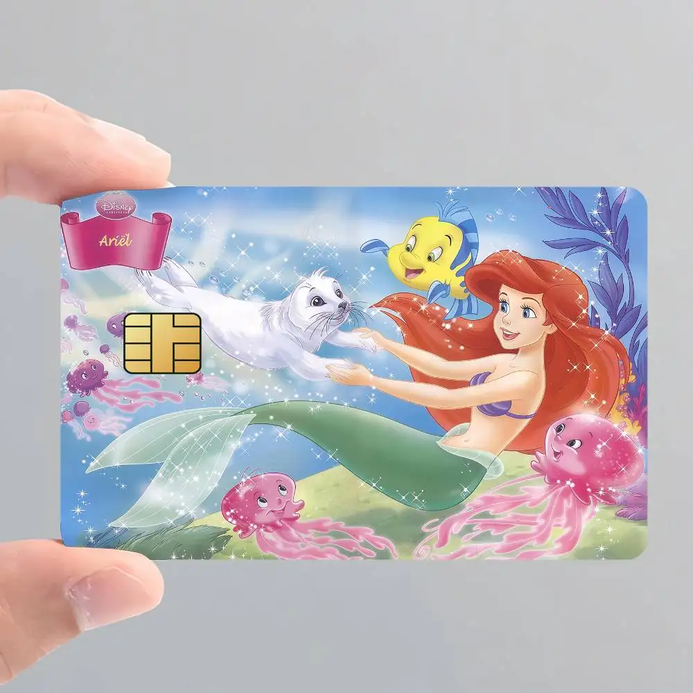 لطيف الكرتون حورية البحر ارييل ملصق فيلم الجلد غطاء بطاقة الائتمان ملصقات 4 قطعة الخصم الجبهة الديكور البنك حافلة تمرير مقاوم للماء